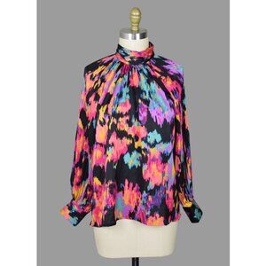 AZEL HAZEL HAZEL ANTHROPOLOGIE MULTICOLOR ABSTRACT HIGH NECK BLOUSE